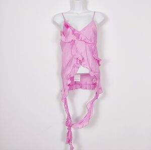 Emory Park Women's Ruffled Crop Top in Pink Size Small NEW Fairy Barbiecore